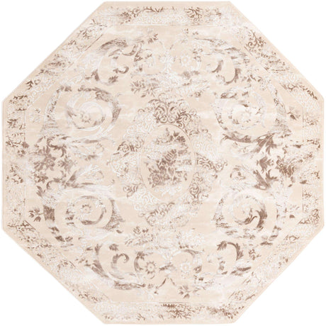 Beige 7' 10 x 7' 10 Finsbury Octagon Area Rug 60% Polypropylene & 40% Polyester Contemporary Carpet for Living Rooms, Dining, Offices for Sale at Rug Engine