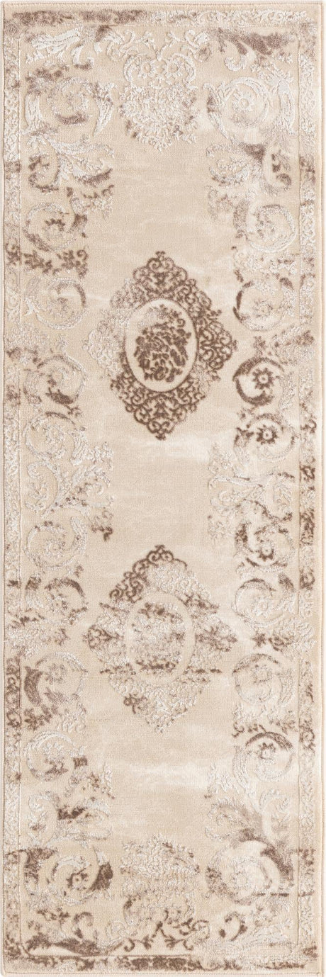 Beige 2' x 6' Finsbury Runner Area Rug 60% Polypropylene & 40% Polyester Contemporary Carpet for Living Rooms, Dining, Offices for Sale at Rug Engine