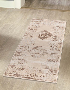 Beige 2' x 9' 10 Finsbury Runner Area Rug 60% Polypropylene & 40% Polyester Contemporary Carpet for Living Rooms, Dining, Offices for Sale at Rug Engine