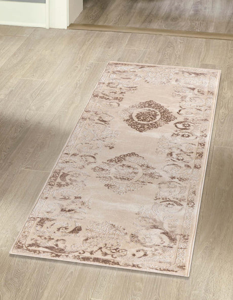 Beige 2' x 9' 10 Finsbury Runner Area Rug 60% Polypropylene & 40% Polyester Contemporary Carpet for Living Rooms, Dining, Offices for Sale at Rug Engine