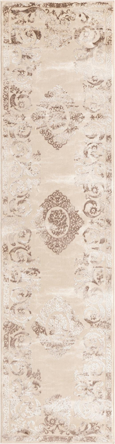 Beige 2' x 8' Finsbury Runner Area Rug 60% Polypropylene & 40% Polyester Contemporary Carpet for Living Rooms, Dining, Offices for Sale at Rug Engine