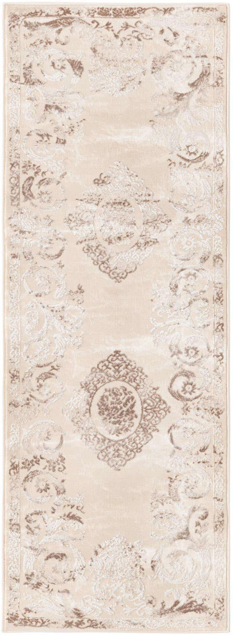 Beige 2' x 9' 10 Finsbury Runner Area Rug 60% Polypropylene & 40% Polyester Contemporary Carpet for Living Rooms, Dining, Offices for Sale at Rug Engine