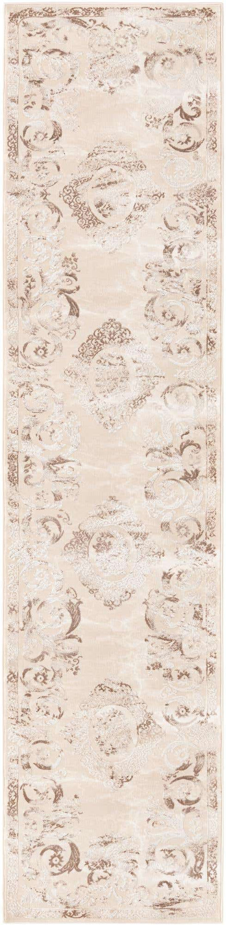 Beige 2' 7 x 12' Finsbury Runner Area Rug 60% Polypropylene & 40% Polyester Contemporary Carpet for Living Rooms, Dining, Offices for Sale at Rug Engine