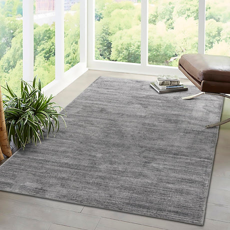 Gray 9' x 12' Finsbury Rectangle Area Rug 60% Polypropylene & 40% Polyester Contemporary Carpet for Living Rooms, Dining, Offices for Sale at Rug Engine