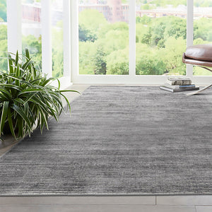 Gray 9' x 12' Finsbury Rectangle Area Rug 60% Polypropylene & 40% Polyester Contemporary Carpet for Living Rooms, Dining, Offices for Sale at Rug Engine