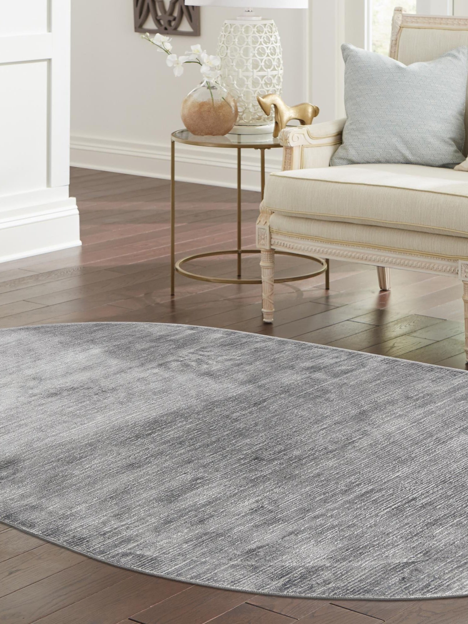 Gray 3' 3 x 5' 3 Finsbury Oval Area Rug 60% Polypropylene & 40% Polyester Contemporary Carpet for Living Rooms, Dining, Offices for Sale at Rug Engine