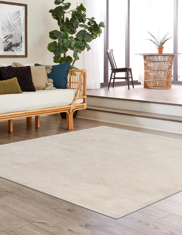 Ivory 5' 3 x 5' 3 Finsbury Square Area Rug 60% Polypropylene & 40% Polyester Contemporary Carpet for Living Rooms, Dining, Offices for Sale at Rug Engine