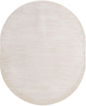 Ivory 7' 10 x 10' Finsbury Oval Area Rug 60% Polypropylene & 40% Polyester Contemporary Carpet for Living Rooms, Dining, Offices for Sale at Rug Engine