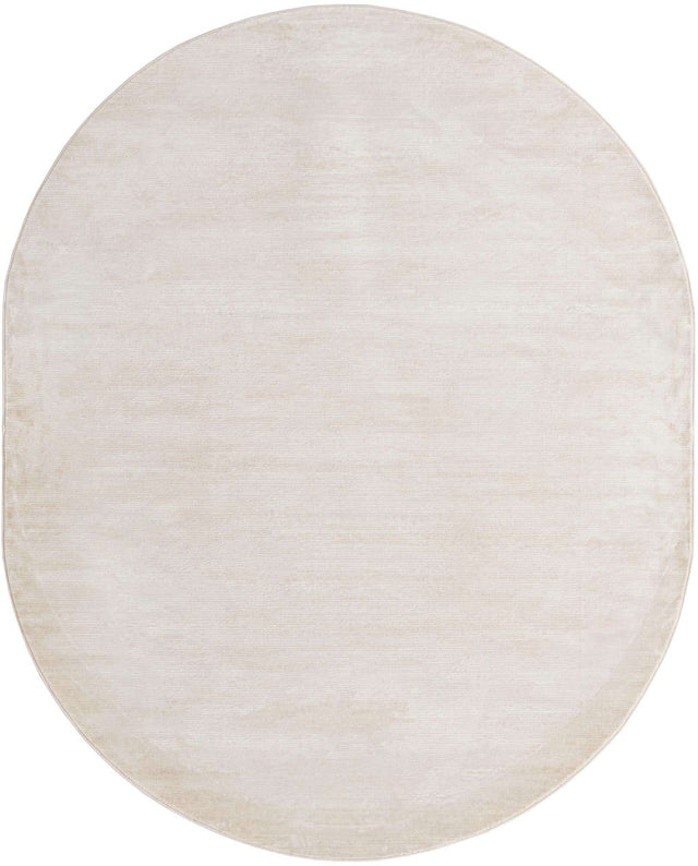 Ivory 7' 10 x 10' Finsbury Oval Area Rug 60% Polypropylene & 40% Polyester Contemporary Carpet for Living Rooms, Dining, Offices for Sale at Rug Engine