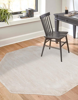 Ivory 7' 10 x 7' 10 Finsbury Octagon Area Rug 60% Polypropylene & 40% Polyester Contemporary Carpet for Living Rooms, Dining, Offices for Sale at Rug Engine