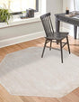 Ivory 5' 3 x 5' 3 Finsbury Octagon Area Rug 60% Polypropylene & 40% Polyester Contemporary Carpet for Living Rooms, Dining, Offices for Sale at Rug Engine