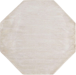Ivory 5' 3 x 5' 3 Finsbury Octagon Area Rug 60% Polypropylene & 40% Polyester Contemporary Carpet for Living Rooms, Dining, Offices for Sale at Rug Engine