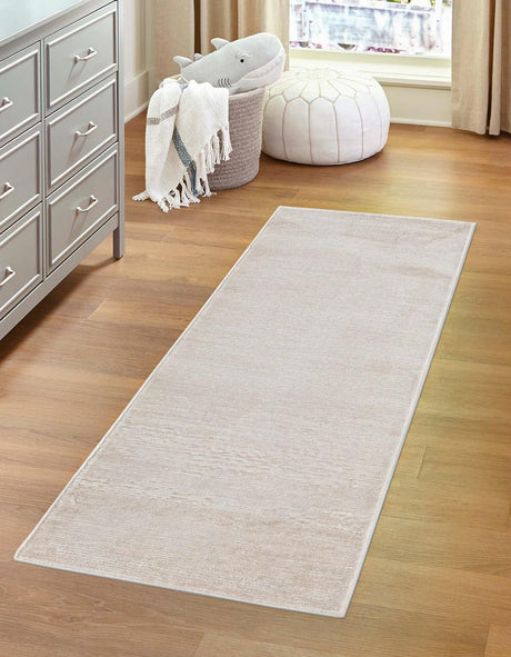 Ivory 2' x 6' Finsbury Runner Area Rug 60% Polypropylene & 40% Polyester Contemporary Carpet for Living Rooms, Dining, Offices for Sale at Rug Engine