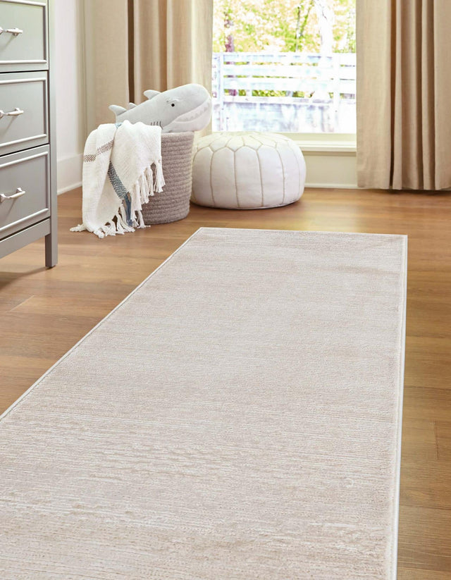 Ivory 2' x 8' Finsbury Runner Area Rug 60% Polypropylene & 40% Polyester Contemporary Carpet for Living Rooms, Dining, Offices for Sale at Rug Engine