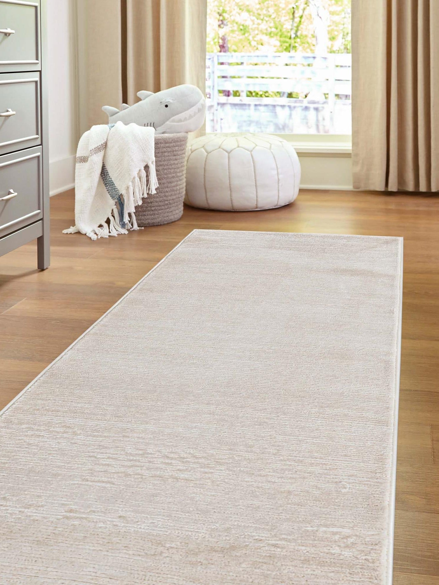 Ivory 2' x 6' Finsbury Runner Area Rug 60% Polypropylene & 40% Polyester Contemporary Carpet for Living Rooms, Dining, Offices for Sale at Rug Engine