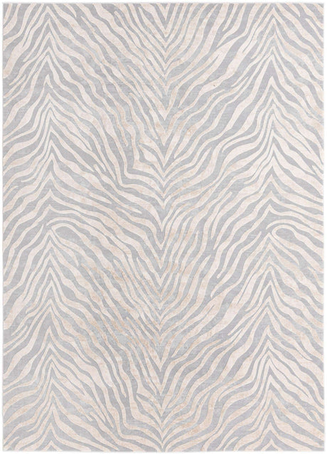 Gray and Ivory 7' x 10' Finsbury Rectangle Area Rug 60% Polypropylene & 40% Polyester Contemporary Carpet for Living Rooms, Dining, Offices for Sale at Rug Engine