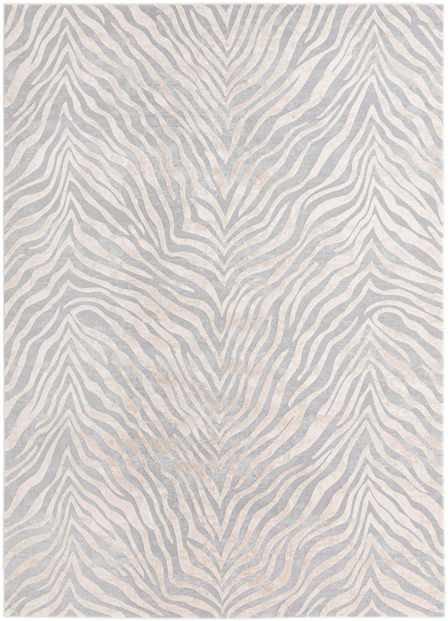 Gray and Ivory 7' x 10' Finsbury Rectangle Area Rug 60% Polypropylene & 40% Polyester Contemporary Carpet for Living Rooms, Dining, Offices for Sale at Rug Engine