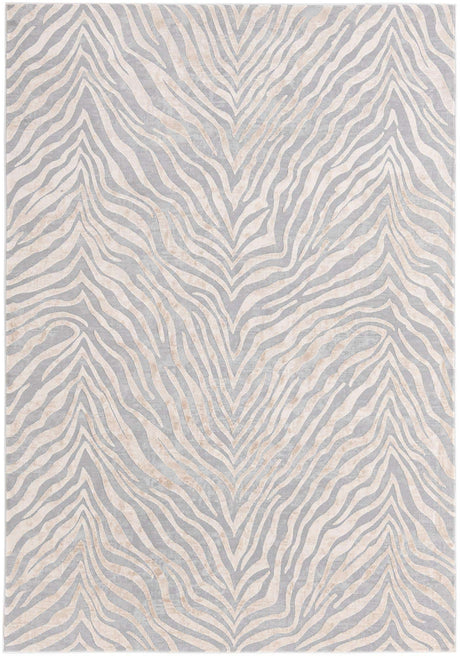 Gray and Ivory 6' x 9' Finsbury Rectangle Area Rug 60% Polypropylene & 40% Polyester Contemporary Carpet for Living Rooms, Dining, Offices for Sale at Rug Engine