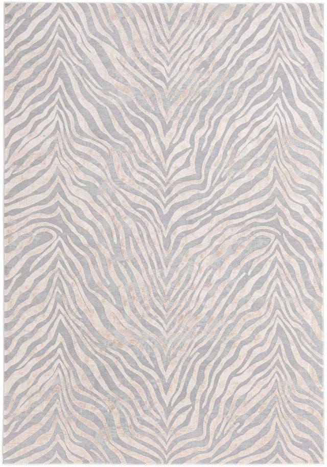 Gray and Ivory 6' x 9' Finsbury Rectangle Area Rug 60% Polypropylene & 40% Polyester Contemporary Carpet for Living Rooms, Dining, Offices for Sale at Rug Engine