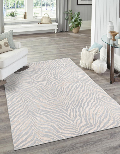 Gray and Ivory 5' 3 x 8' Finsbury Rectangle Area Rug 60% Polypropylene & 40% Polyester Contemporary Carpet for Living Rooms, Dining, Offices for Sale at Rug Engine