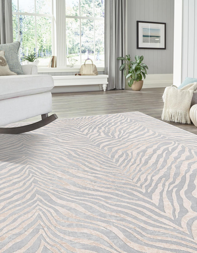 Gray and Ivory 2' x 3' Finsbury Rectangle Area Rug 60% Polypropylene & 40% Polyester Contemporary Carpet for Living Rooms, Dining, Offices for Sale at Rug Engine