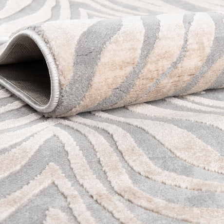 Gray and Ivory 7' x 10' Finsbury Rectangle Area Rug 60% Polypropylene & 40% Polyester Contemporary Carpet for Living Rooms, Dining, Offices for Sale at Rug Engine
