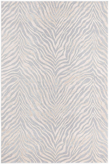 Gray and Ivory 5' 3 x 8' Finsbury Rectangle Area Rug 60% Polypropylene & 40% Polyester Contemporary Carpet for Living Rooms, Dining, Offices for Sale at Rug Engine