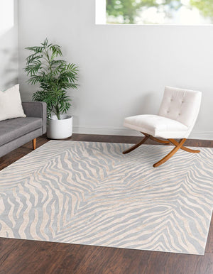 Gray and Ivory 7' 10 x 7' 10 Finsbury Square Area Rug 60% Polypropylene & 40% Polyester Contemporary Carpet for Living Rooms, Dining, Offices for Sale at Rug Engine
