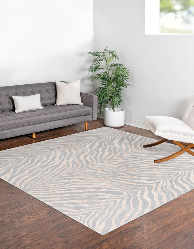Gray and Ivory 7' 10 x 7' 10 Finsbury Square Area Rug 60% Polypropylene & 40% Polyester Contemporary Carpet for Living Rooms, Dining, Offices for Sale at Rug Engine