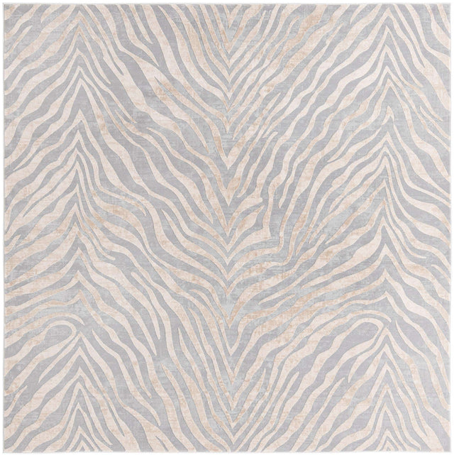 Gray and Ivory 7' 10 x 7' 10 Finsbury Square Area Rug 60% Polypropylene & 40% Polyester Contemporary Carpet for Living Rooms, Dining, Offices for Sale at Rug Engine