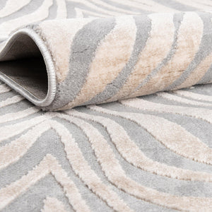 Gray and Ivory 5' 3 x 8' Finsbury Oval Area Rug 60% Polypropylene & 40% Polyester Contemporary Carpet for Living Rooms, Dining, Offices for Sale at Rug Engine