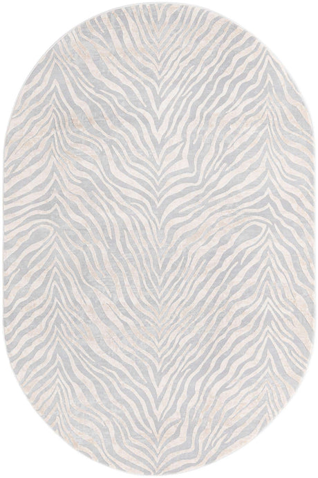 Gray and Ivory 5' 3 x 8' Finsbury Oval Area Rug 60% Polypropylene & 40% Polyester Contemporary Carpet for Living Rooms, Dining, Offices for Sale at Rug Engine