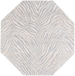 Gray and Ivory 5' 3 x 5' 3 Finsbury Octagon Area Rug 60% Polypropylene & 40% Polyester Contemporary Carpet for Living Rooms, Dining, Offices for Sale at Rug Engine