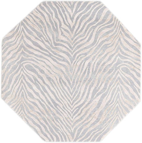 Gray and Ivory 5' 3 x 5' 3 Finsbury Octagon Area Rug 60% Polypropylene & 40% Polyester Contemporary Carpet for Living Rooms, Dining, Offices for Sale at Rug Engine