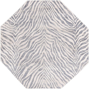 Gray and Ivory 7' 10 x 7' 10 Finsbury Octagon Area Rug 60% Polypropylene & 40% Polyester Contemporary Carpet for Living Rooms, Dining, Offices for Sale at Rug Engine