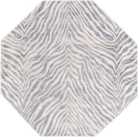 Gray and Ivory 7' 10 x 7' 10 Finsbury Octagon Area Rug 60% Polypropylene & 40% Polyester Contemporary Carpet for Living Rooms, Dining, Offices for Sale at Rug Engine