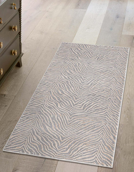 Gray and Ivory 2' x 9' 10 Finsbury Runner Area Rug 60% Polypropylene & 40% Polyester Contemporary Carpet for Living Rooms, Dining, Offices for Sale at Rug Engine