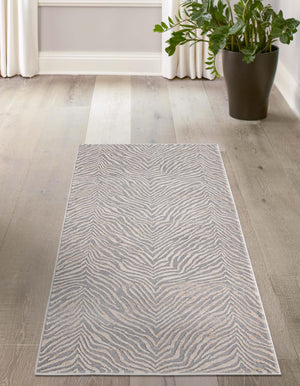 Gray and Ivory 2' x 8' Finsbury Runner Area Rug 60% Polypropylene & 40% Polyester Contemporary Carpet for Living Rooms, Dining, Offices for Sale at Rug Engine