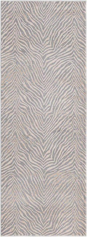 Gray and Ivory 2' x 6' Finsbury Runner Area Rug 60% Polypropylene & 40% Polyester Contemporary Carpet for Living Rooms, Dining, Offices for Sale at Rug Engine