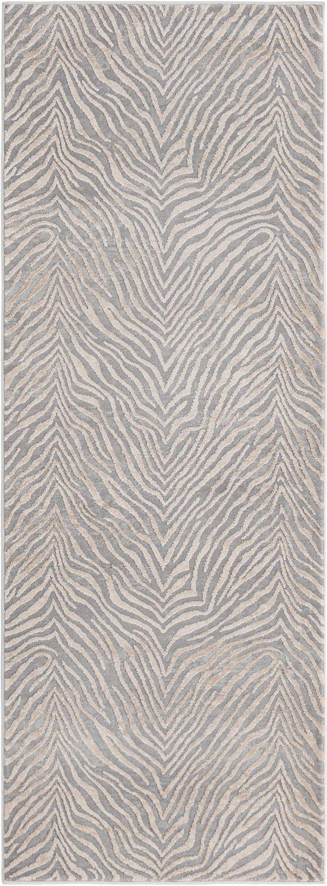 Gray and Ivory 2' x 6' Finsbury Runner Area Rug 60% Polypropylene & 40% Polyester Contemporary Carpet for Living Rooms, Dining, Offices for Sale at Rug Engine