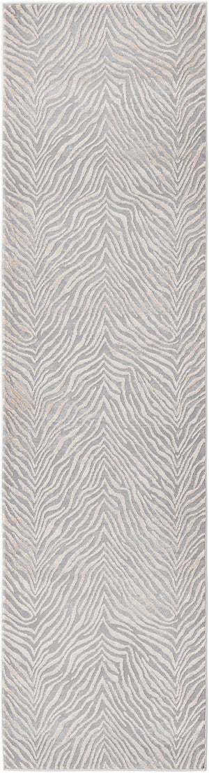 Gray and Ivory 2' x 8' Finsbury Runner Area Rug 60% Polypropylene & 40% Polyester Contemporary Carpet for Living Rooms, Dining, Offices for Sale at Rug Engine