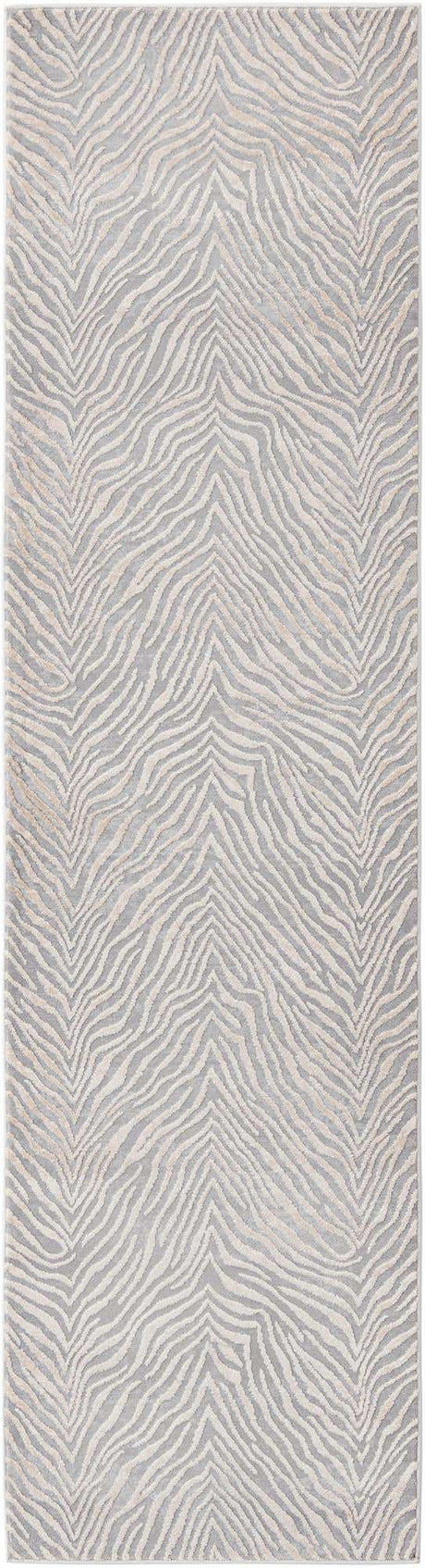 Gray and Ivory 2' x 8' Finsbury Runner Area Rug 60% Polypropylene & 40% Polyester Contemporary Carpet for Living Rooms, Dining, Offices for Sale at Rug Engine