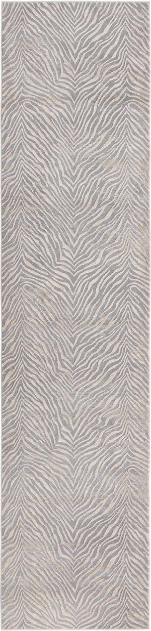 Gray and Ivory 2' 7 x 12' Finsbury Runner Area Rug 60% Polypropylene & 40% Polyester Contemporary Carpet for Living Rooms, Dining, Offices for Sale at Rug Engine