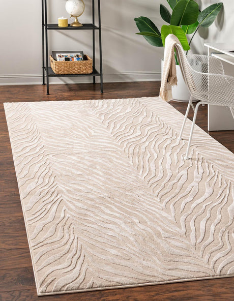 Ivory Beige 10' x 14' 1 Finsbury Rectangle Area Rug 60% Polypropylene & 40% Polyester Contemporary Carpet for Living Rooms, Dining, Offices for Sale at Rug Engine