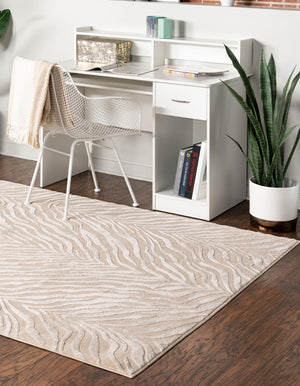 Ivory Beige 7' 10 x 11' Finsbury Rectangle Area Rug 60% Polypropylene & 40% Polyester Contemporary Carpet for Living Rooms, Dining, Offices for Sale at Rug Engine