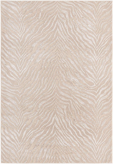 Ivory Beige 5' 3 x 8' Finsbury Rectangle Area Rug 60% Polypropylene & 40% Polyester Contemporary Carpet for Living Rooms, Dining, Offices for Sale at Rug Engine