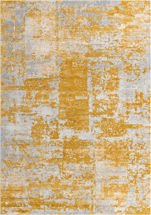 Yellow 7' x 10' Finsbury Rectangle Area Rug 60% Polypropylene & 40% Polyester Contemporary Carpet for Living Rooms, Dining, Offices for Sale at Rug Engine