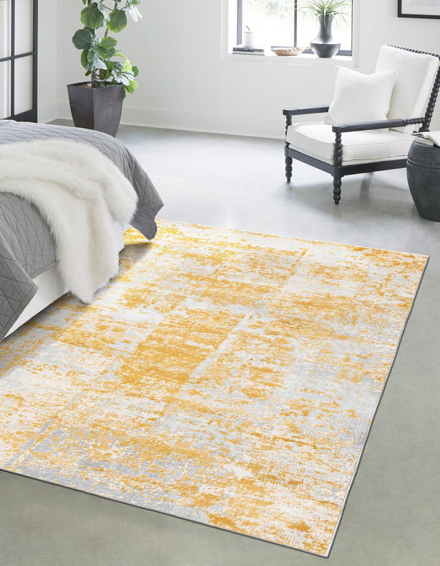 Yellow 5' 3 x 8' Finsbury Rectangle Area Rug 60% Polypropylene & 40% Polyester Contemporary Carpet for Living Rooms, Dining, Offices for Sale at Rug Engine