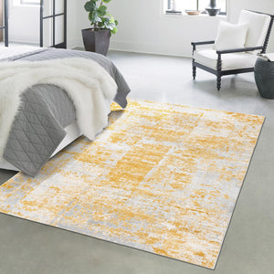 Yellow 3' 3 x 5' 3 Finsbury Rectangle Area Rug 60% Polypropylene & 40% Polyester Contemporary Carpet for Living Rooms, Dining, Offices for Sale at Rug Engine
