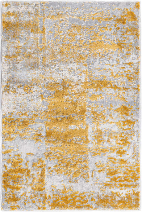 Yellow 2' x 3' Finsbury Rectangle Area Rug 60% Polypropylene & 40% Polyester Contemporary Carpet for Living Rooms, Dining, Offices for Sale at Rug Engine